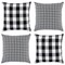 DII Assorted Black/White Gingham/Buffalo Check Pillow Cover 18x18 Set/4